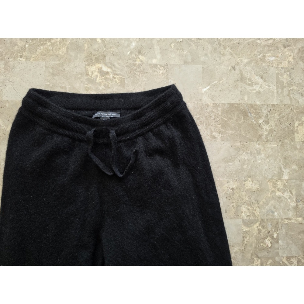 Saks Fifth Avenue Women's Cashmere Knit Black Drawstring Lounge Pants Joggers XS